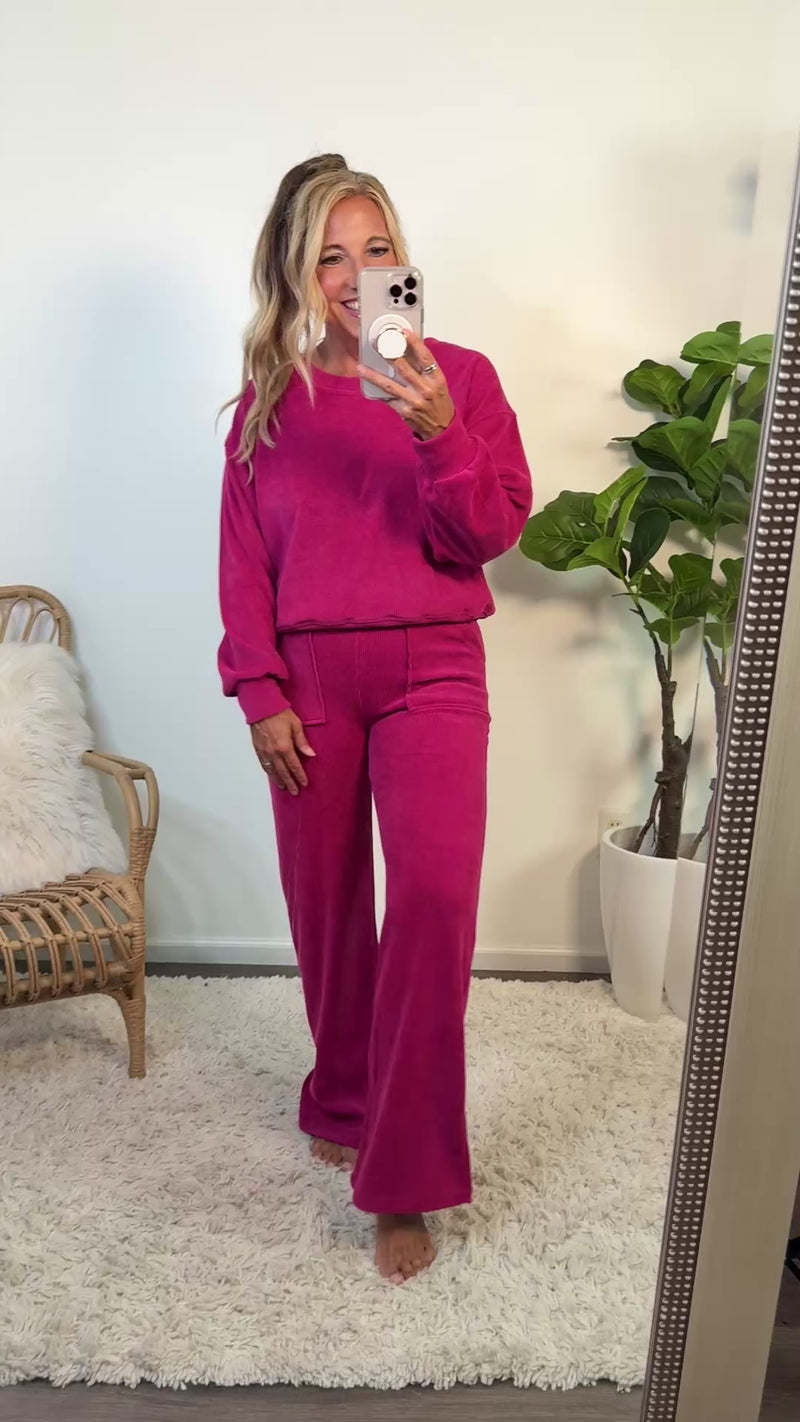 Vivianna Soft 2 Piece Corduroy set : Raspberry