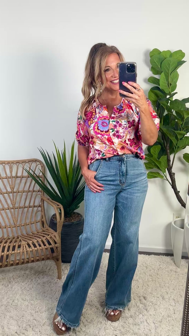 Liverpool Matiyah shirred Front Woven Blouse : Floral