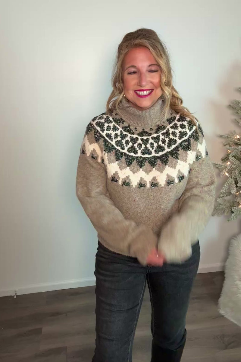Delora Turtleneck Sweater : Brown Multi