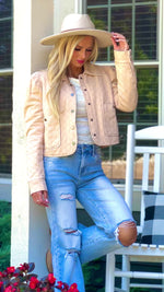 Jayda Puff Sleeve Quilted Jacket : Taupe