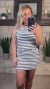 Kaylie Stretchy Striped Skirt : OffWhite/Black
