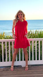 Amryn Embroidered Print Dress : Red