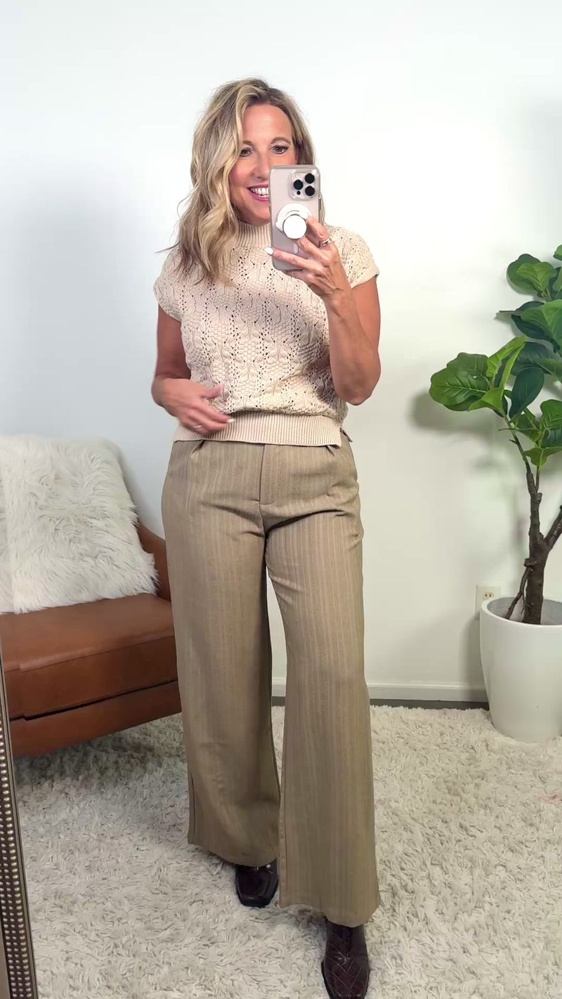 Skylah Cable Knit Mock Neck Sweater : Oatmeal