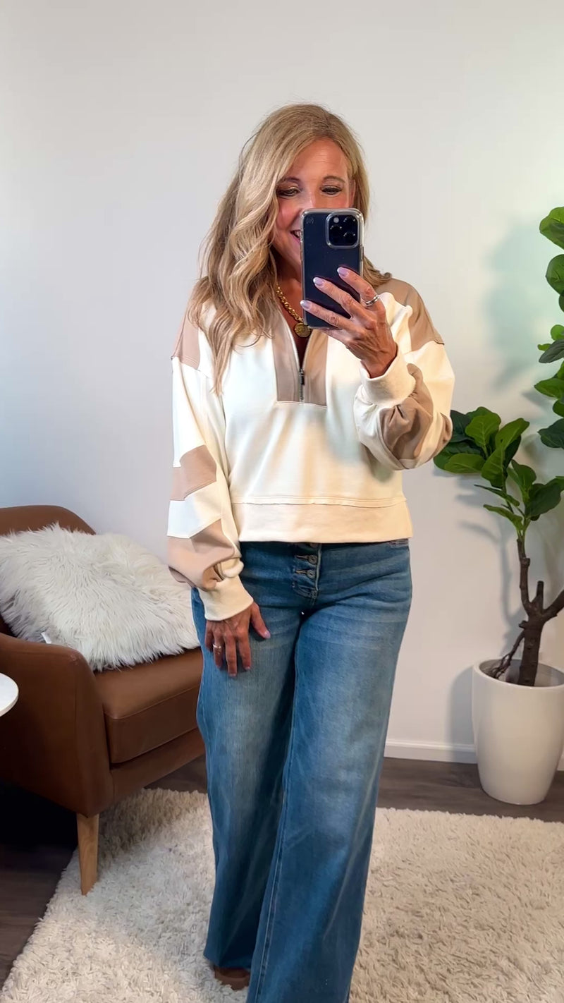 Ceede 1/2 Zip Pullover : Cream