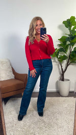 Delaney V neck Sweater : Red