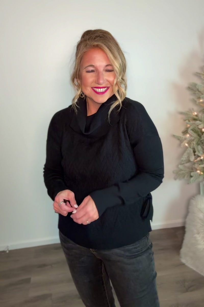 Charlie B Alohi Cowl Neck Sweater : Black