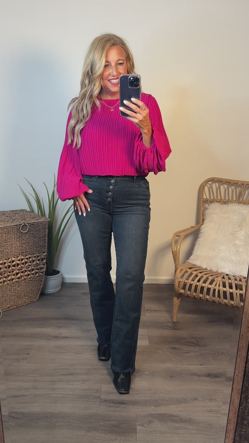 Janette Textured Blouse : Magenta