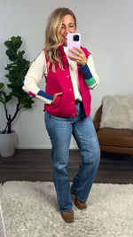 Fireside Feels Textured Vest : Hot Pink