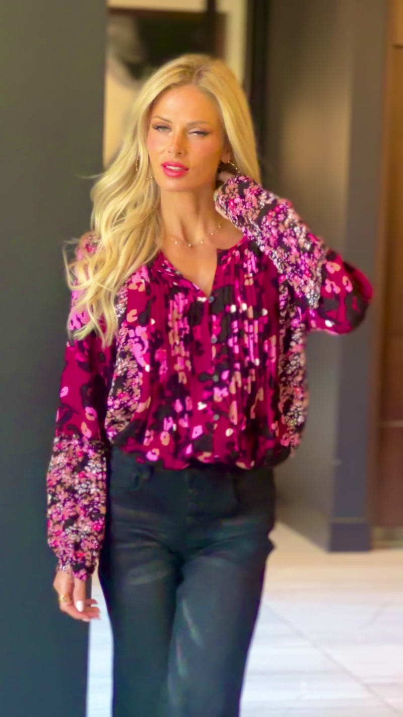 Tribal Cecelia Button Down Blouse : Port Wine