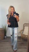 Bobbi Ruffled Sleeve Blouse : Black