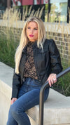 Hit The Town Faux Leather Puff Sleeve Jacket : Black