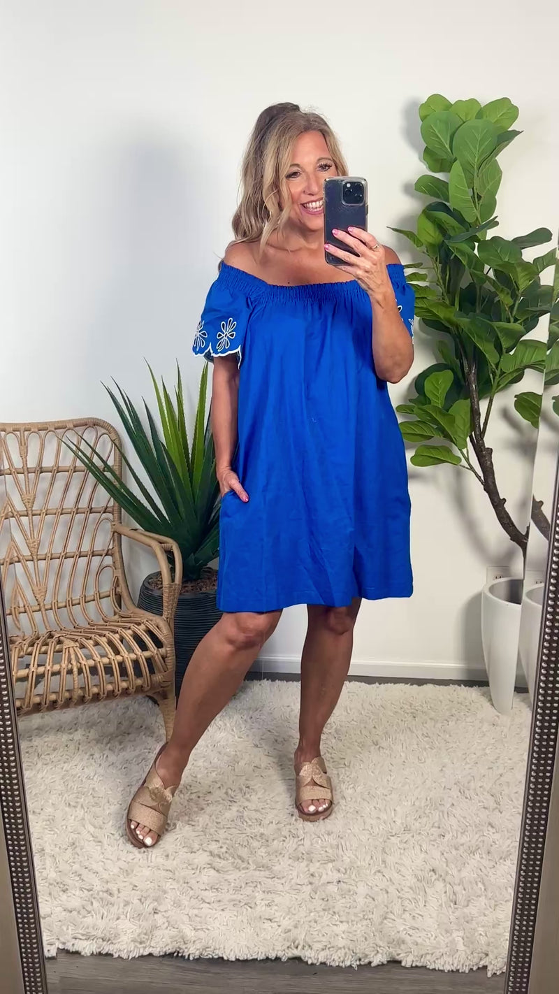 Romona Embroidered Mini Dress : Blue