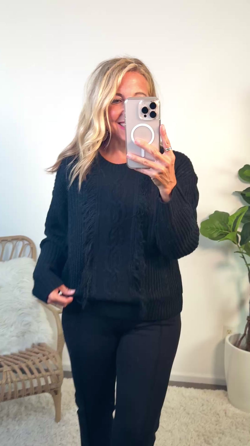 Liverpool Pippa Mock Neck Sweater w/ Fringe