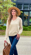 Ebbe Vneck Open Stitch Sweater : Natural