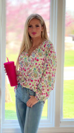 Pixie Long Sleeve Floral Blouse : Ivory Multi