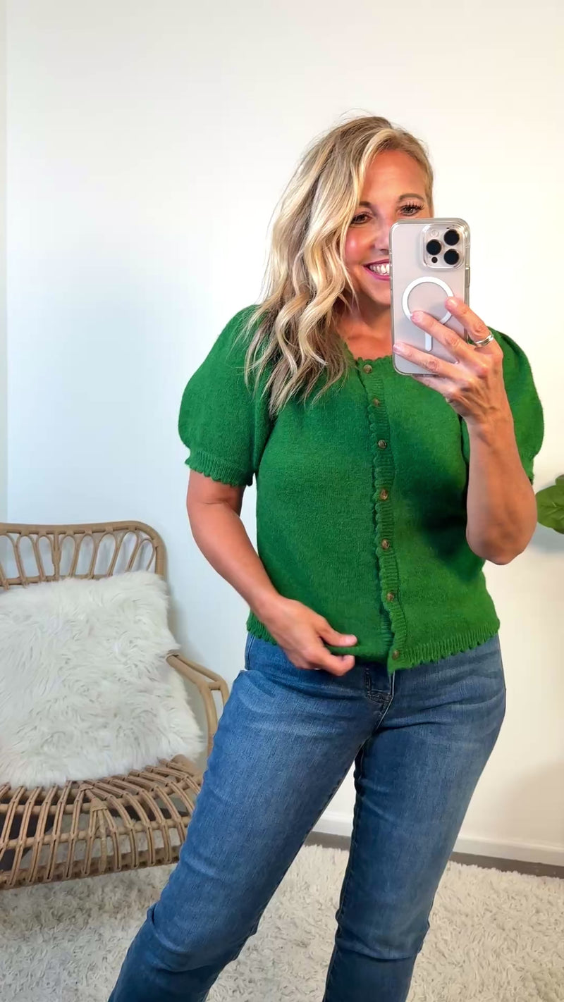 Karri Scallop Edge Button Up Sweater Top : Amazon