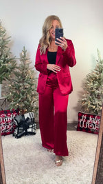 Holiday Berries Satin Blazer : Red