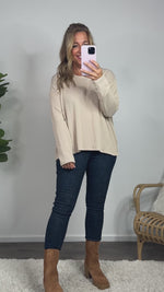 Do It My Way Thermal Ribbed Long Sleeve Top : Taupe