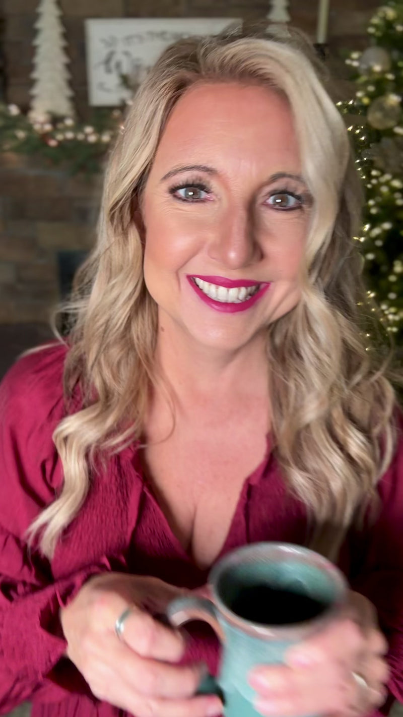 Verona Round Tie Neck Long Sleeve Dress : Burgundy