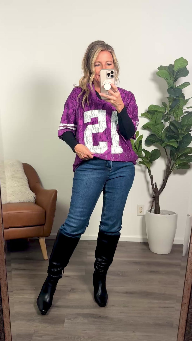It's Game Time Lace Jersey : Purple