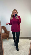 Tribal Annelle Funnel Neck Tunic : Wine