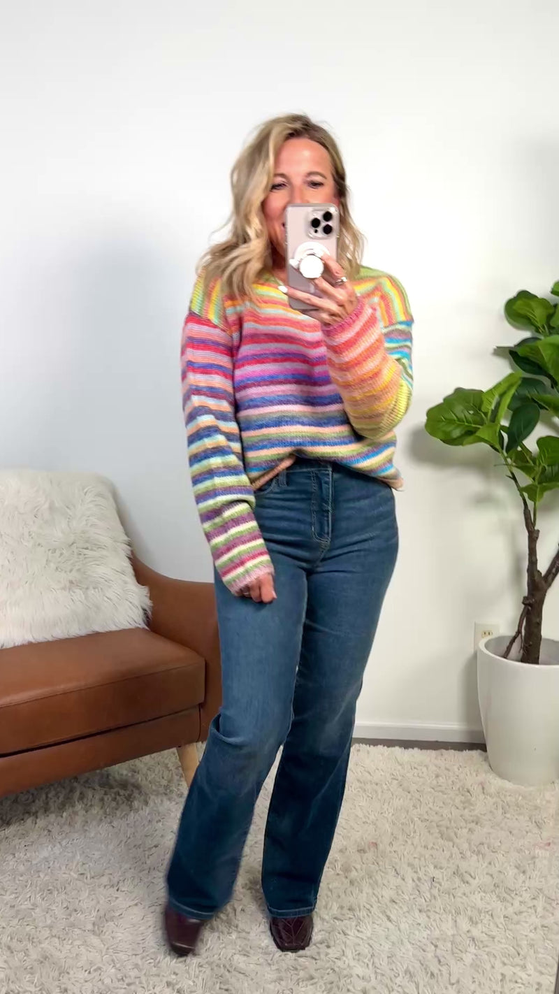 Nidia Knit Top : Rainbow