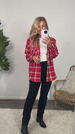 Fall Traditions Plaid Removable Hood Flannel : Red/Black