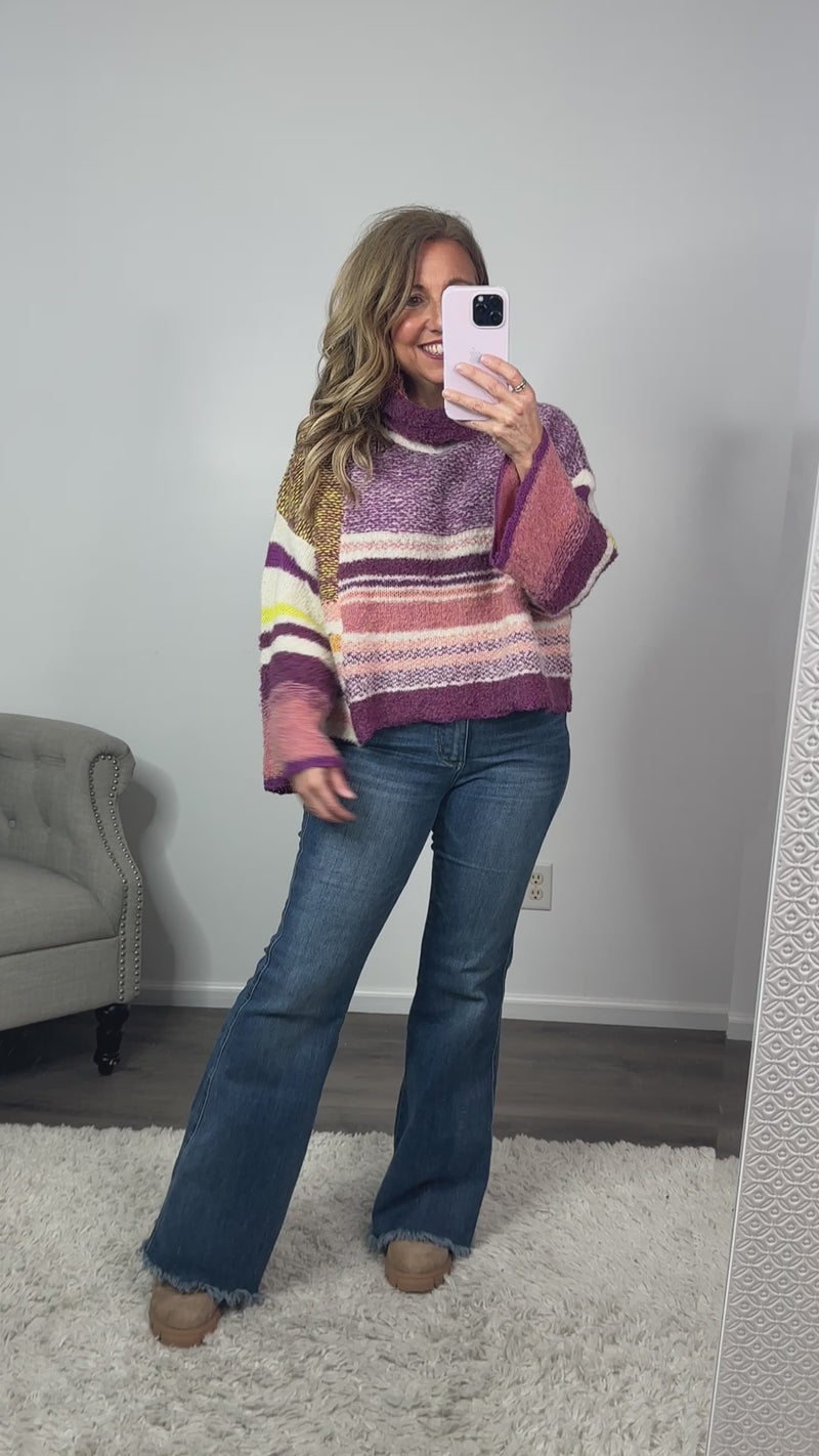 Craving The Cold Wide Sleeve Turtleneck Sweater : Mulberry