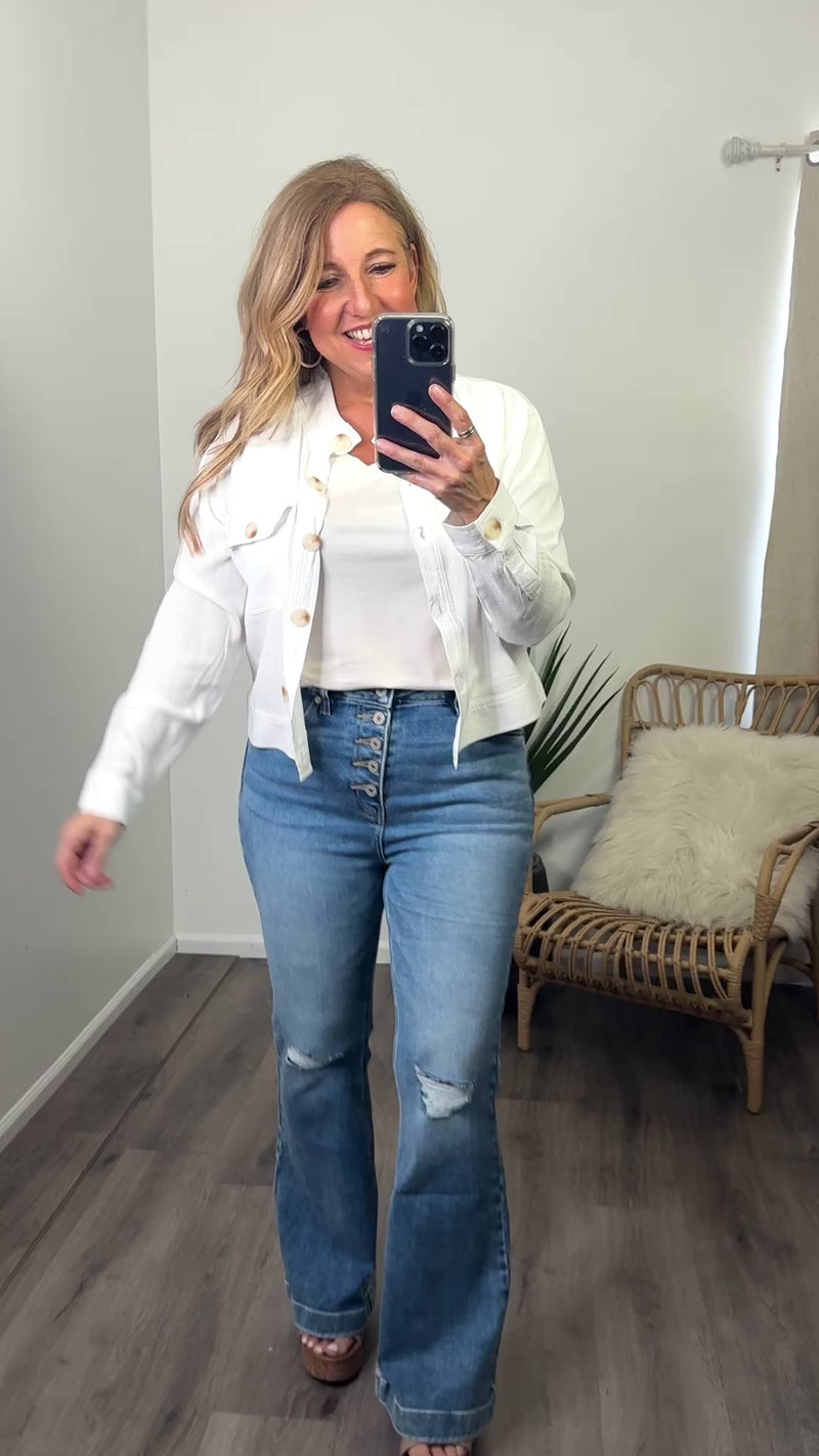 Tribal Callie Cropped Jacket : White
