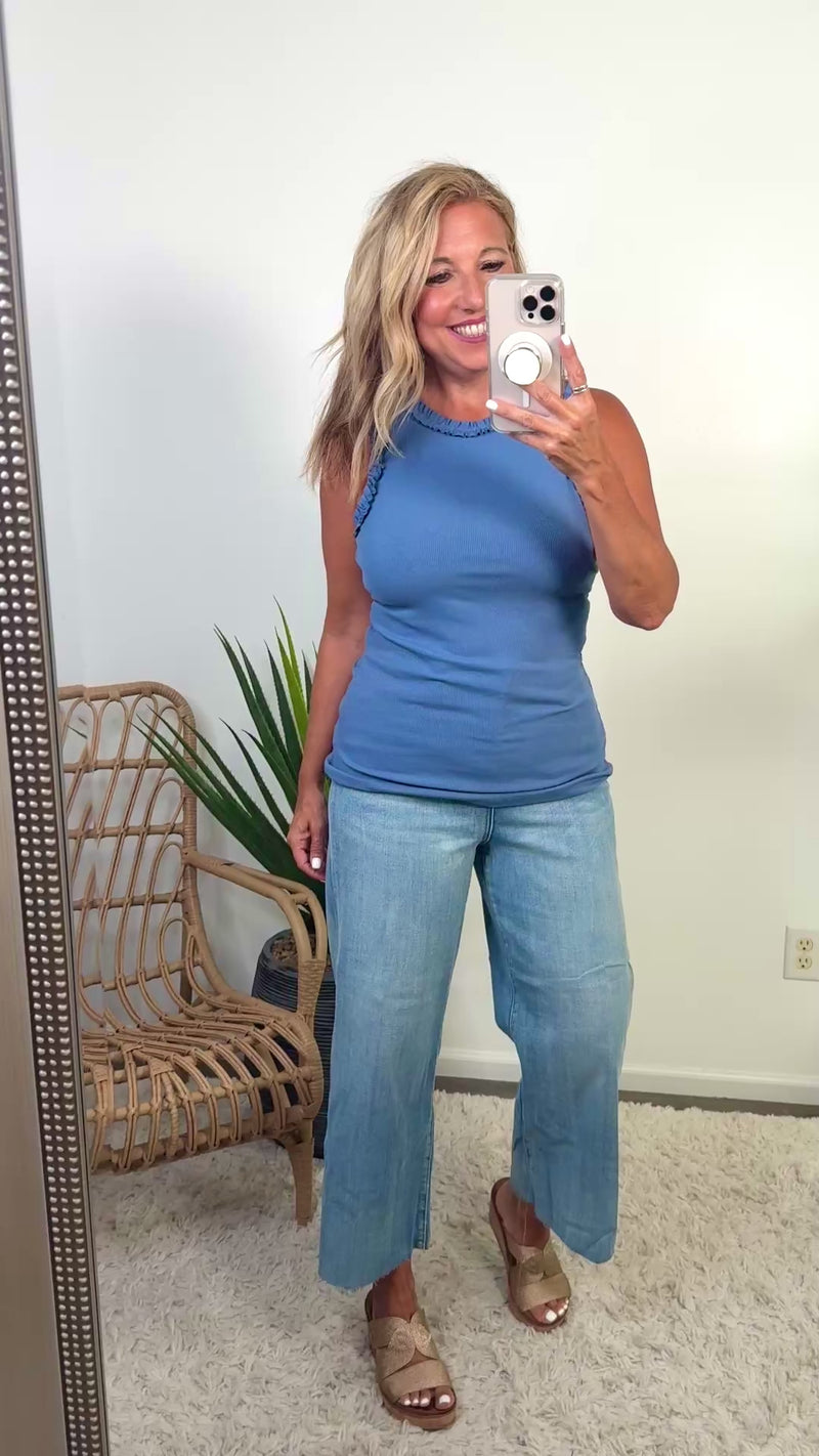 Charmaine Rib Knit Tank : Denim