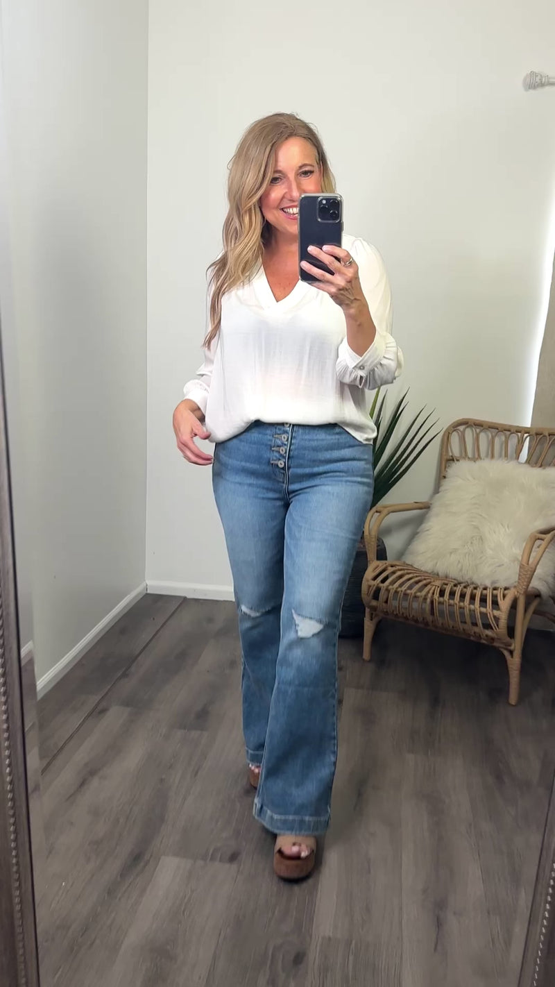 Annette Liverpool 3/4 Sleeve Blouse : Ivory