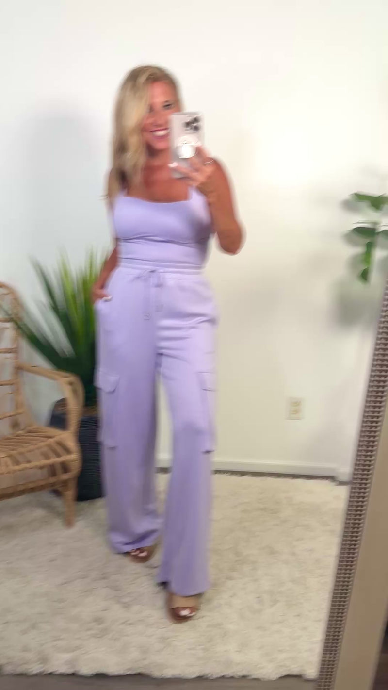 Elani Jumpsuit with Cargo Pockets : Lavender