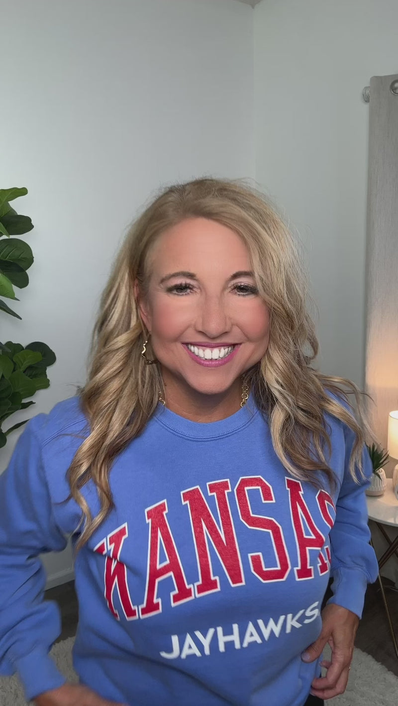 Kansas Jayhawks KU Flo Fill Sweatshirt : Blue