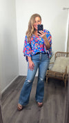 Sweetest Intentions Blouse : Royal Blue/Pink