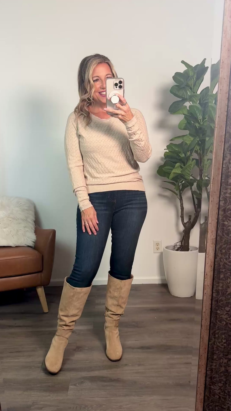 Kaleen Diamond Patterned Sweater : Beige