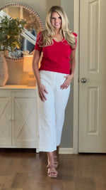 On Trend Twill Wide Leg Pant : White