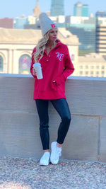 Lula Fleece Embroidered KC Snap Pullover : Red