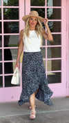 Done With Grace Hi-lo Ruffle Trimmed Maxi Skirt : Navy/Ivory