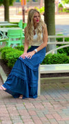 Zinnia Tiered Maxi Skirt: Dusty Navy