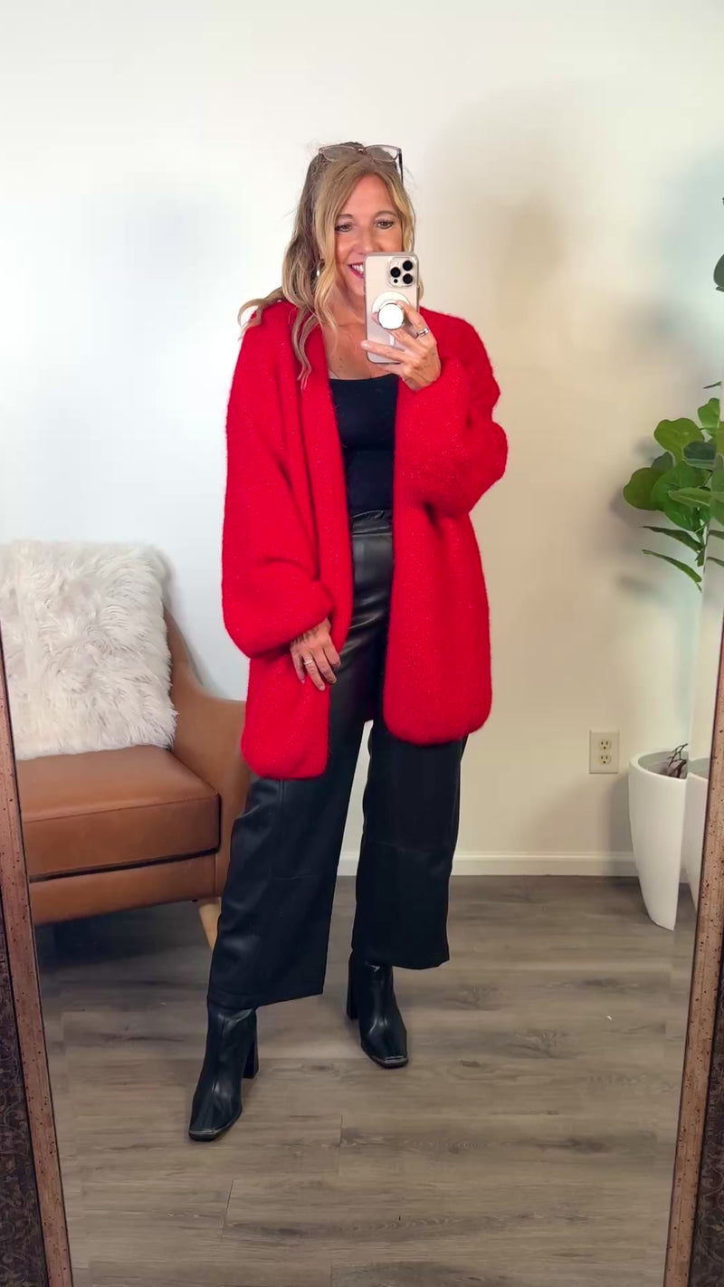 Onyx Oversized Cardigan : Red