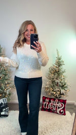 Snowy Plaza Sequin Sweater : Ivory