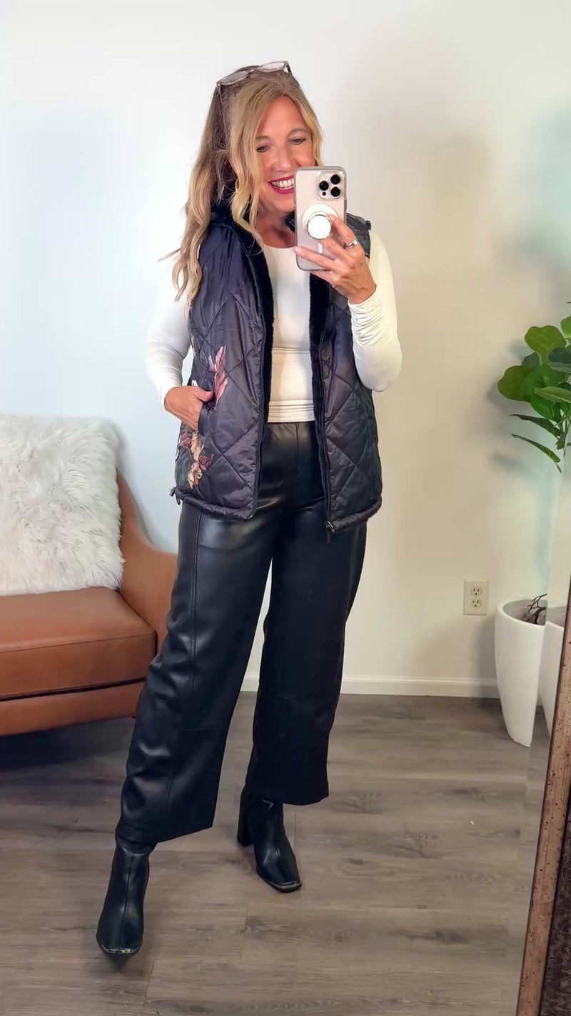 Charlie B Azha Reversible Faux Fur Vest : Black