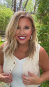 Jaelyn Crochet Knit Button Up Top or Vest :  Natural