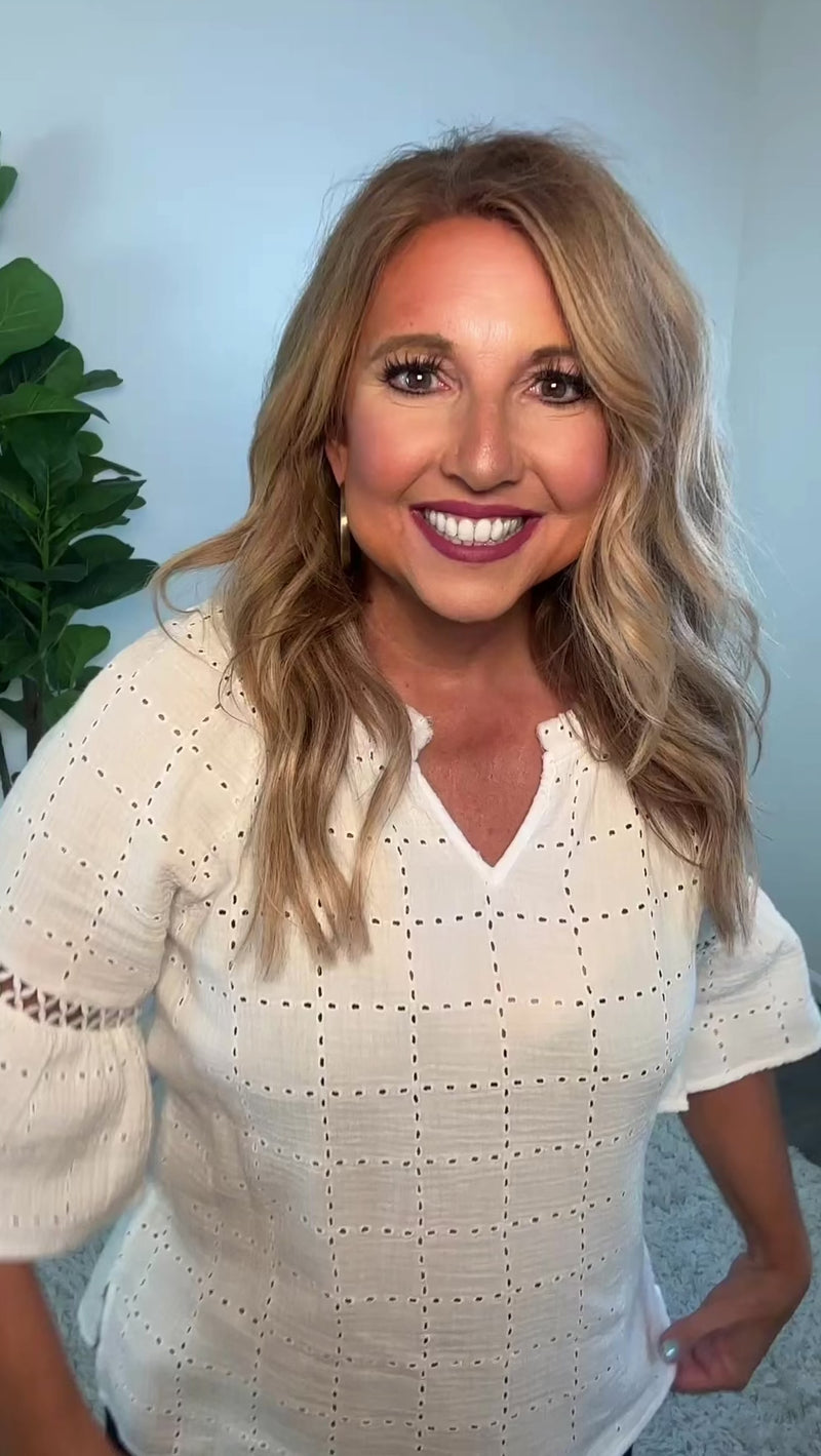 Tribal Yvette Raglan Sleeve Blouse : White