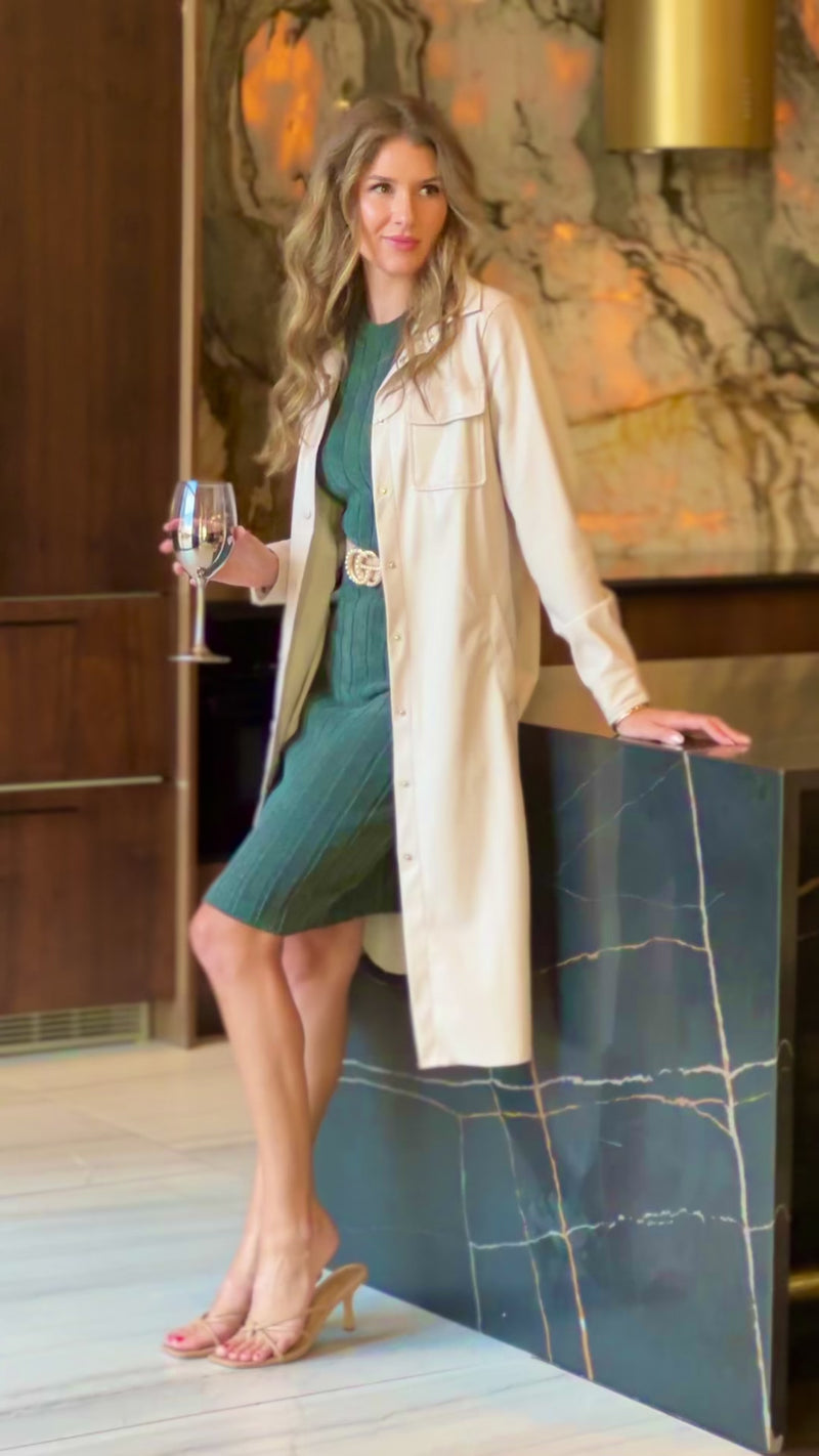 Yoko Button Up Long Jacket : Cream