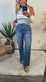 Bayeas Zila High Rise Relaxed Straight Jean : Blue