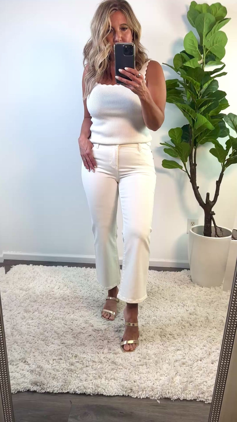 Liverpool Ausha Crop Flare Jeans : White