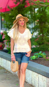 Pasadena Knitted V neck Top : Cream