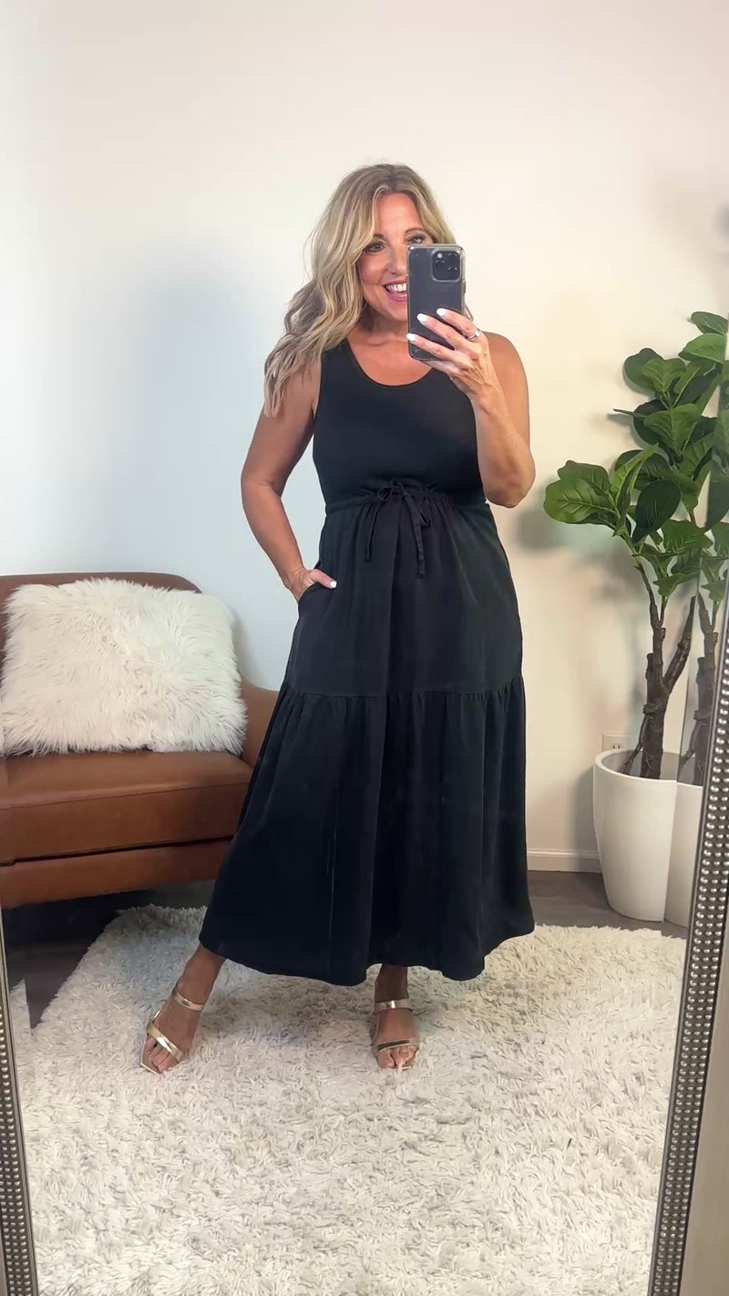 Tribal Cosette Mixed Media Dress : Black