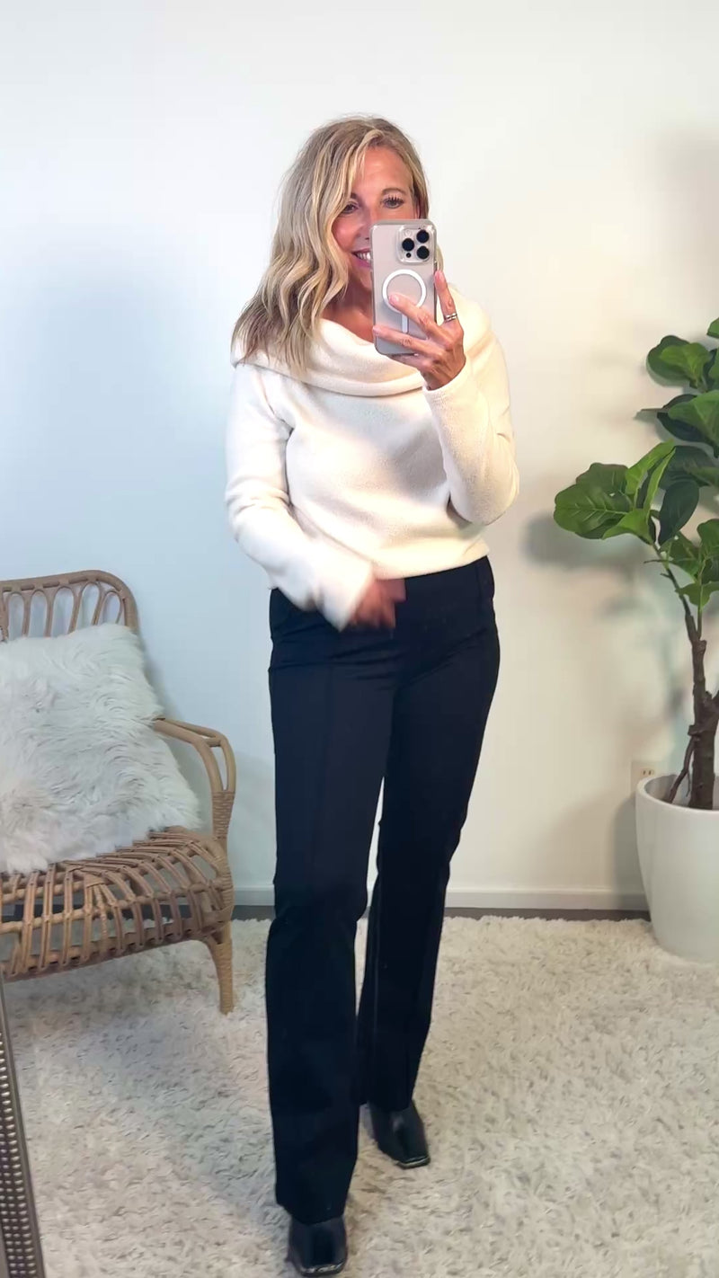 Pixie Soft Knit Off the Shoulder Sweater : Cream